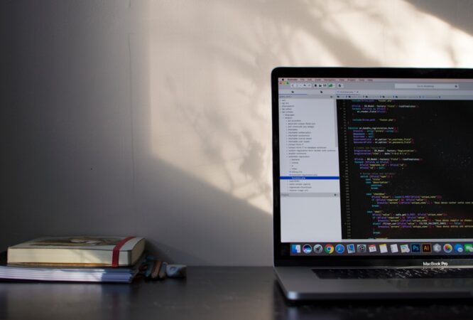MacBook Pro showing programming language